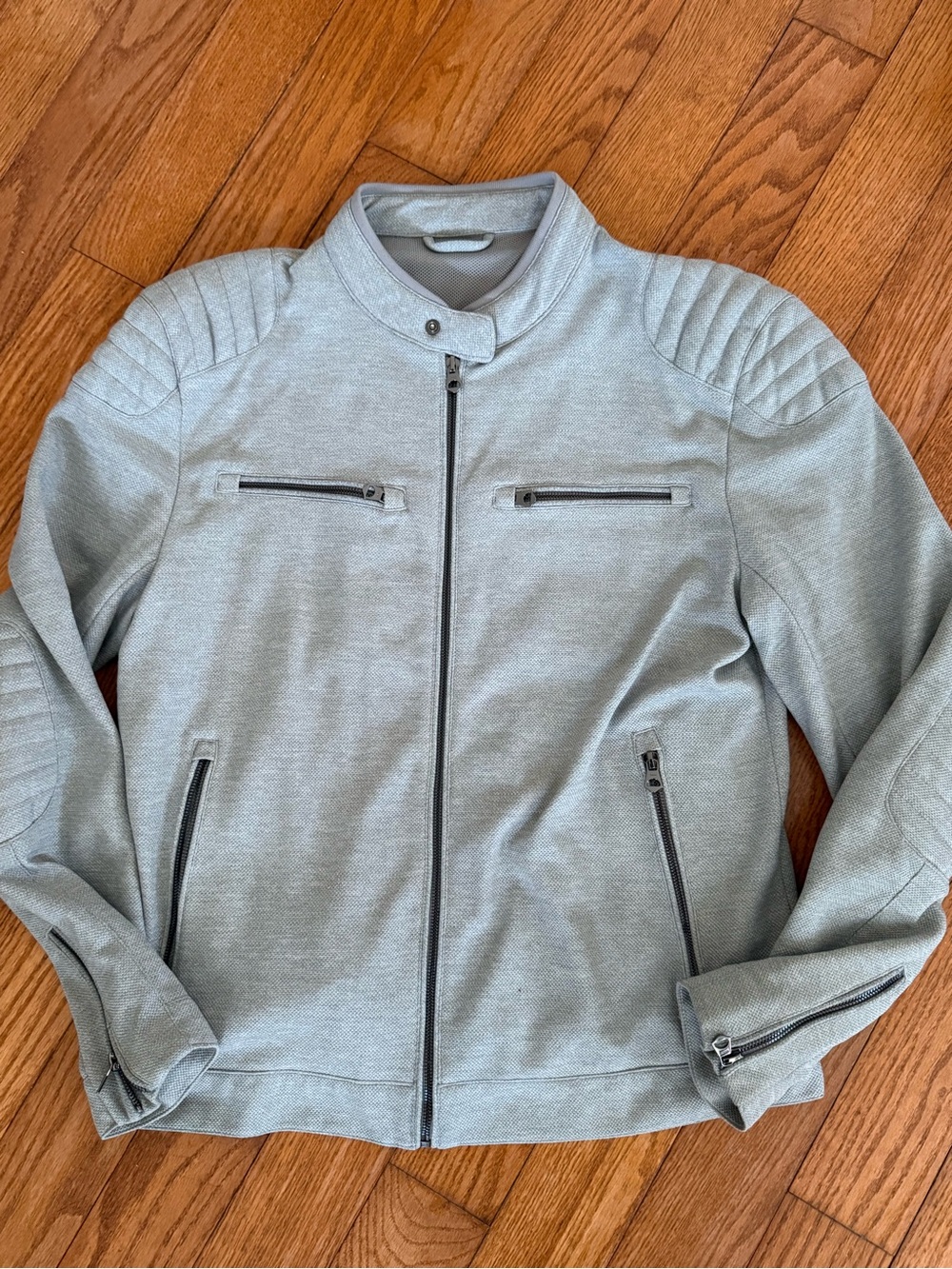 Zara Men Piqué Biker Jacket  lightweight gray size XL